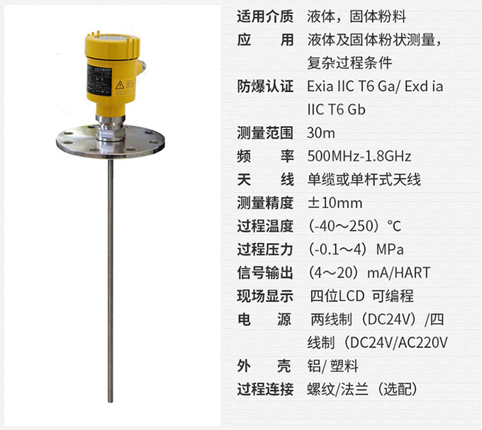 工業(yè)用雷達液位計RD710技術(shù)參數(shù)表圖